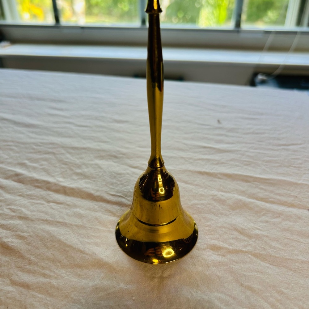 Vintage Brass Hand Bell - Polished Gold Tone